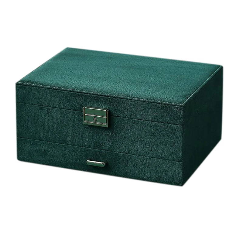 

3-Layers Flannel Jewelry Organizer Gift Box Necklaces Earrings Display Makeup Case For Women Large Capacity With Lock