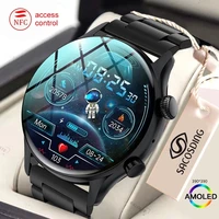 2022 new nfc smartwatch men amoled 390390 hd screen always on display bluetooth call smart watch ip68 waterproof sports clocks