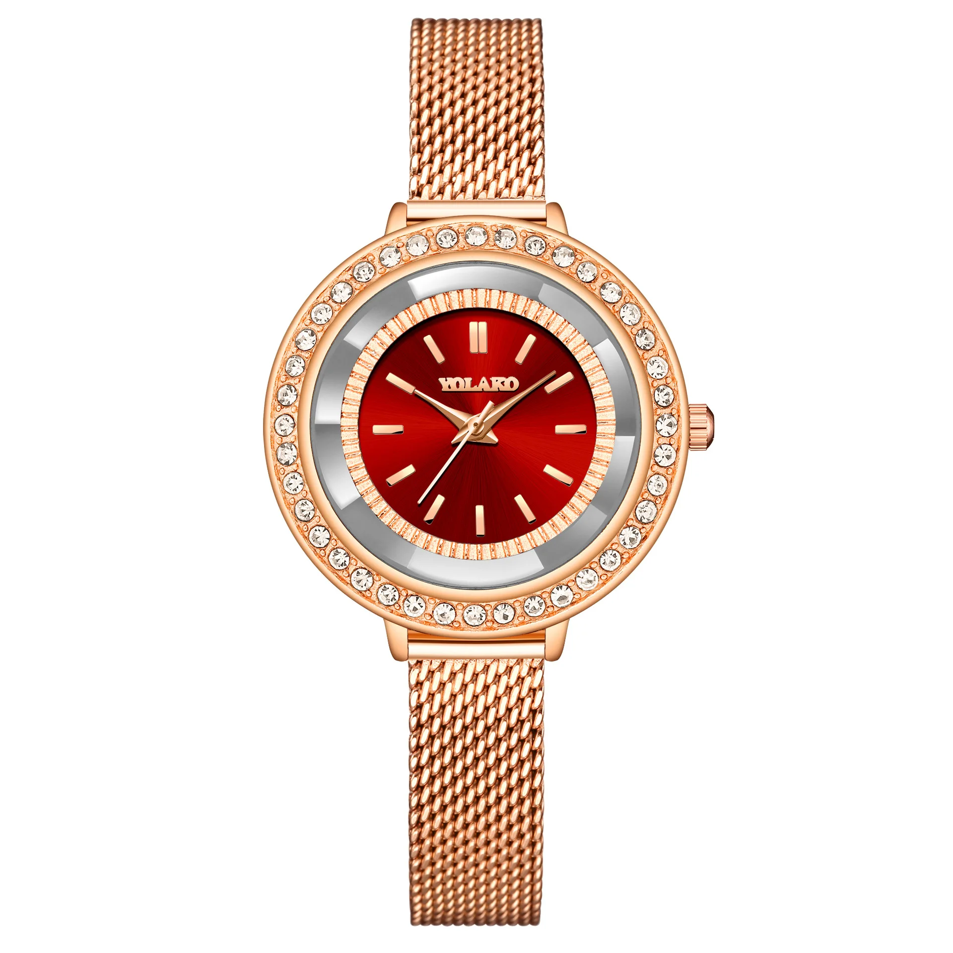 

Luxury Branded Women Quartz Watch Exquisite Crystal Diamond Design Mesh Strap Simple Temperament Versatile Student Watch Relogio