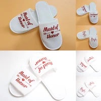 hotel travel spa shoes new gold glitter letter flip flop 1 pair fashion wedding party maid of honor bridesmaid slippers