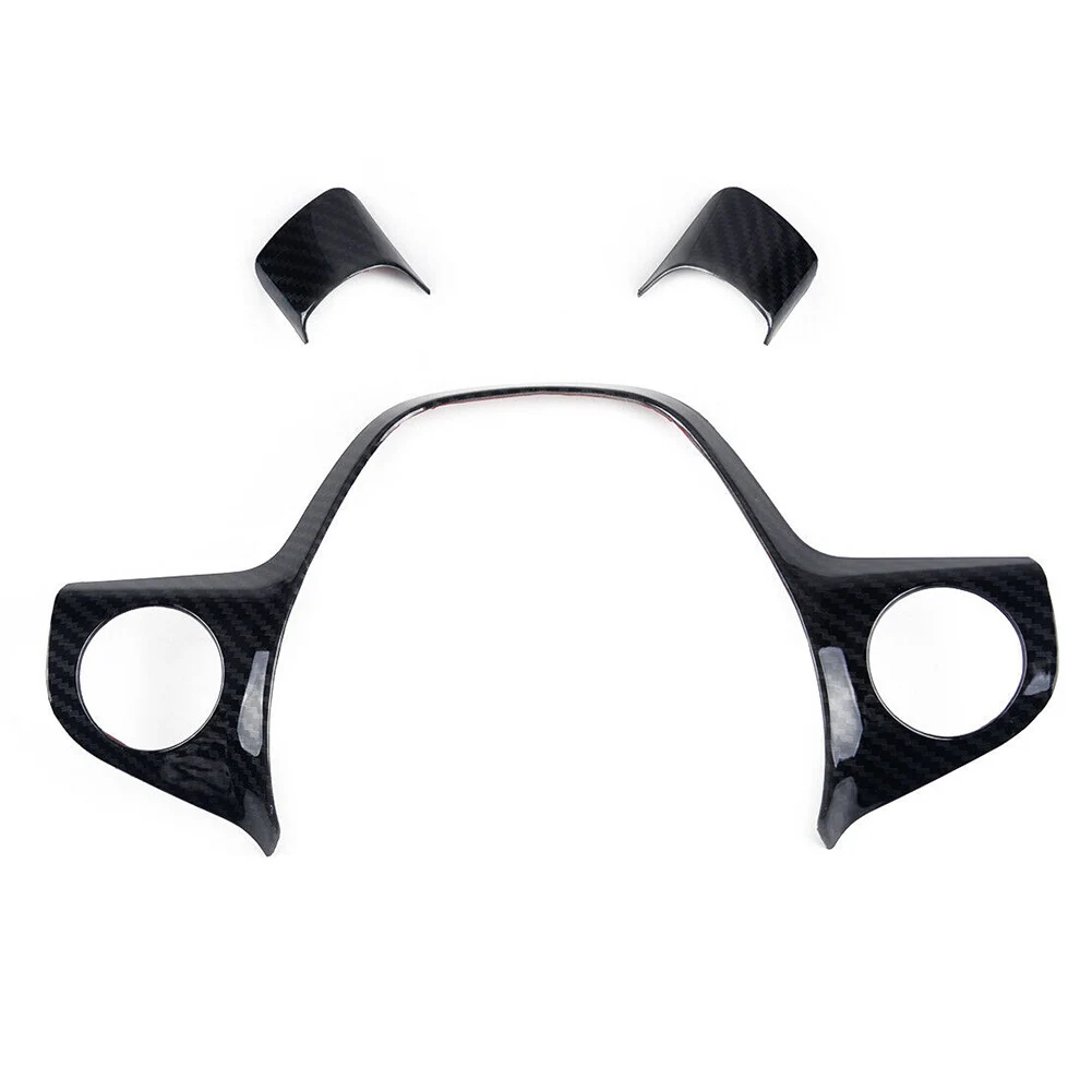 

3PCS Black Carbon Fiber Style Steering Wheel Cover Trim Fit For Ford Focus 2012-2014 Automotive Interior Stickers