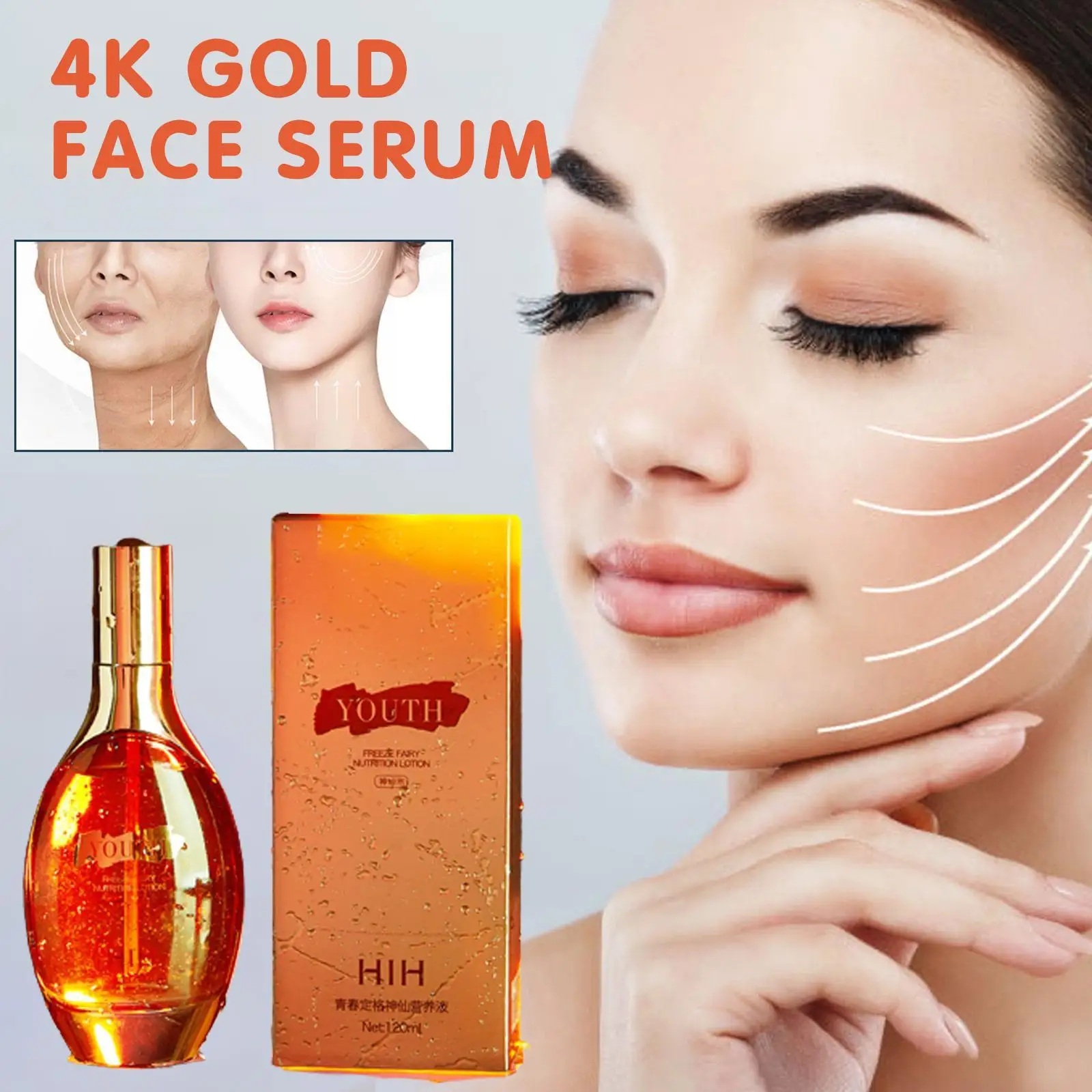 

4K Gold Face Serum Active Collagen Silk Repairing Essence Anti-Aging Shrink Smoothing Firming Moisturizing Hyaluronic Skin Care
