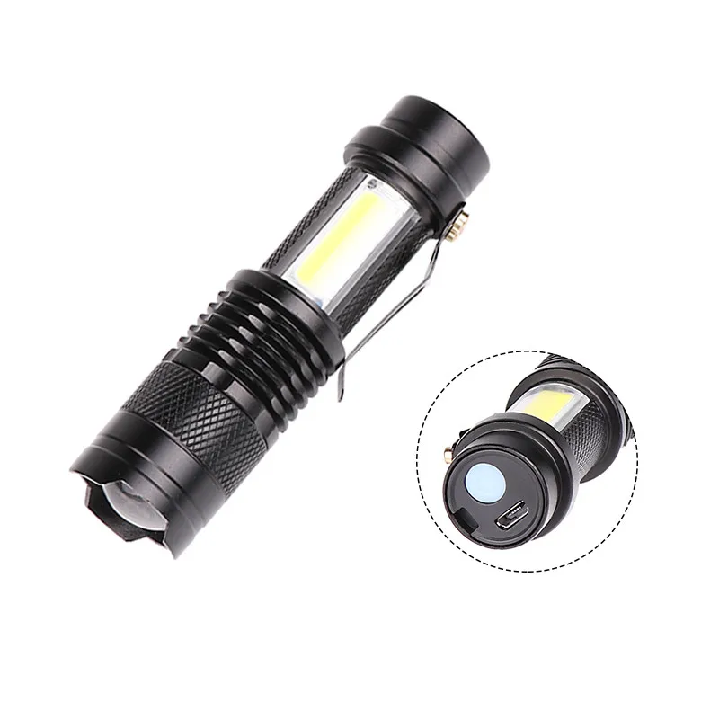 

Strong Light Mini Portable LED Torch Built-in Battery USB Rechargeable Zoom Outdoor Multi-function Torch