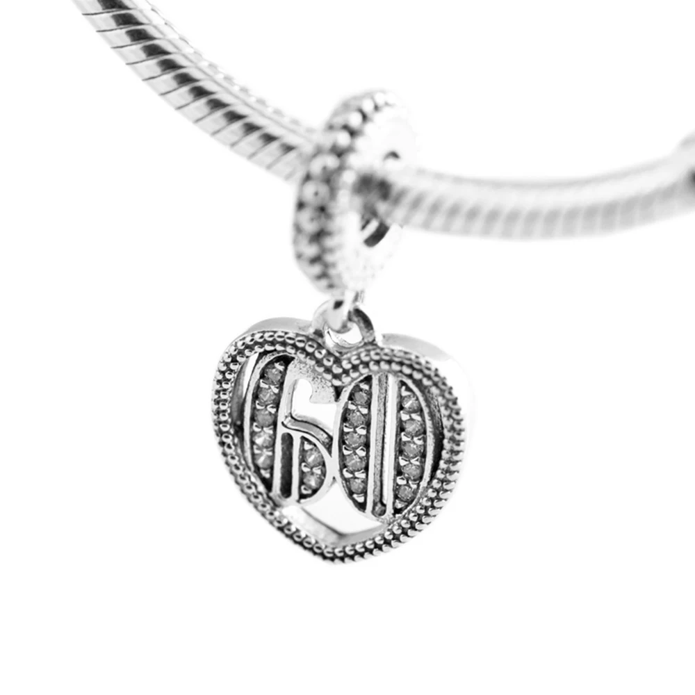 Pandora 925 Silver Dangle Charm pour femme, bracelet bricolage, 16e, 21e, 30e, 40e, 50e, 60e convocation, cadeau de fête d'anniversaire