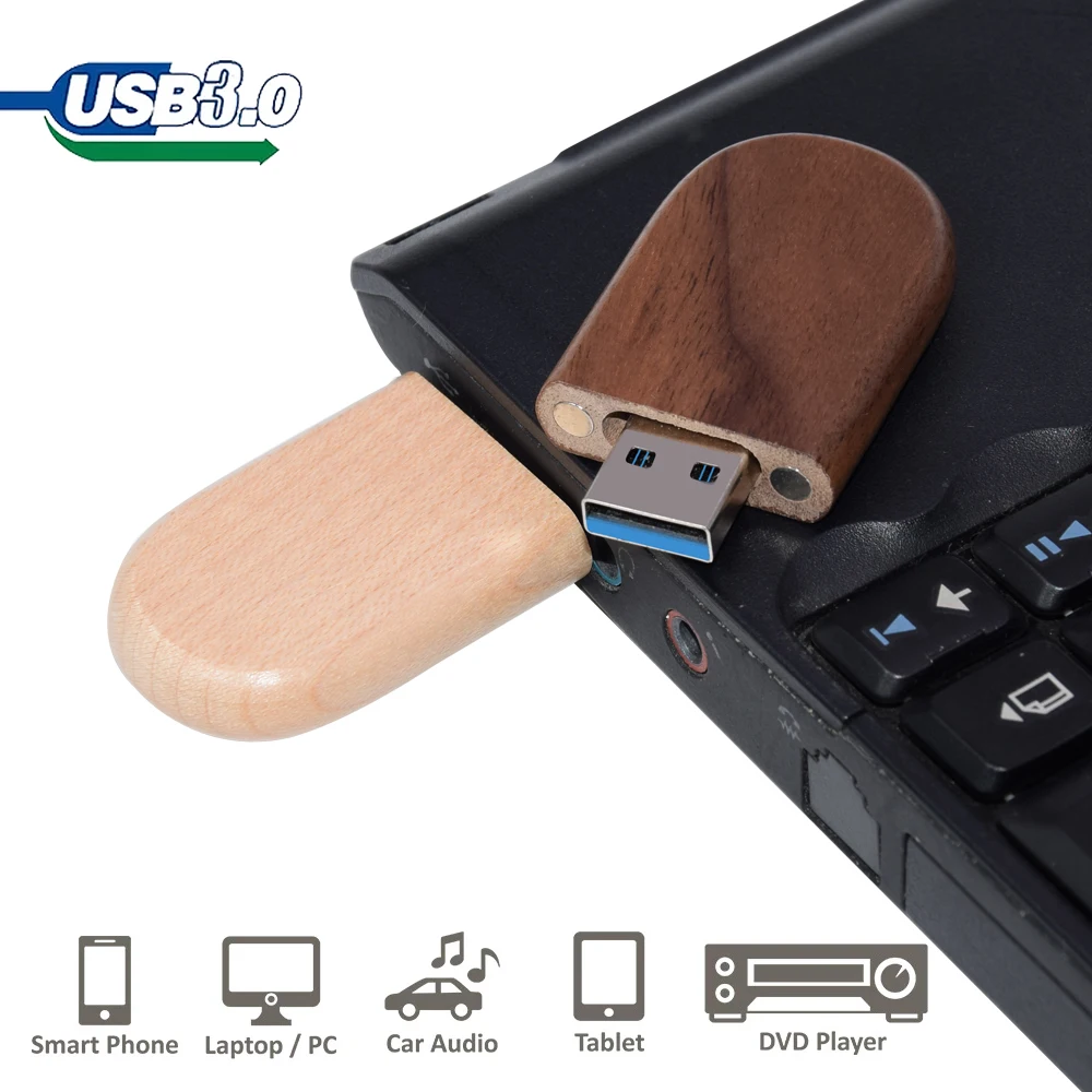 50 шт./лот деревянные флэш-накопители USB 3.0 128 ГБ 64 бесплатный индивидуальный