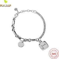 925 sterling silver asymmetric chain love heart bracelet for women do the old female vintage jewelry handmade 2021 trend