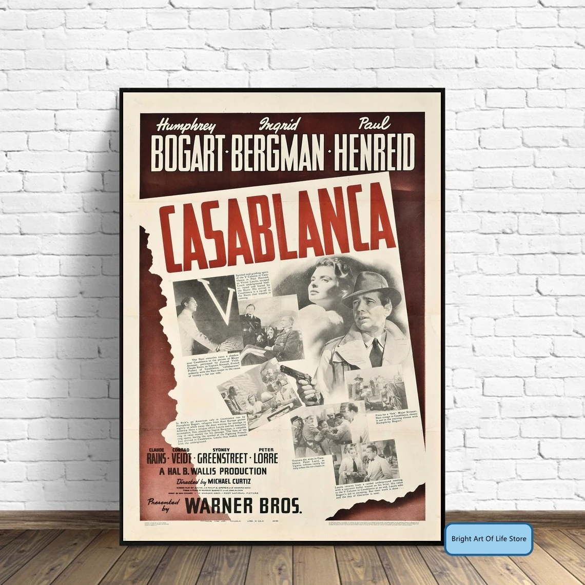 Постер фильма Касабланка обложка фото холст принт настенное искусство домашний