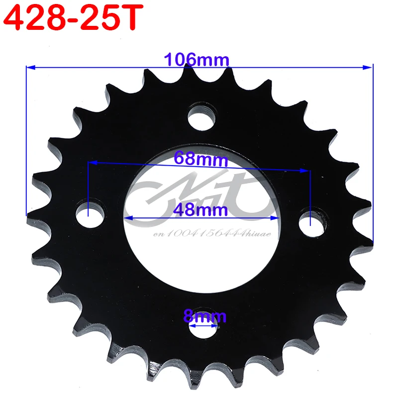 

68MM rear sprocket chain, 25T motorcycle, suitable for off-road vehicles, tricycles, chain 428