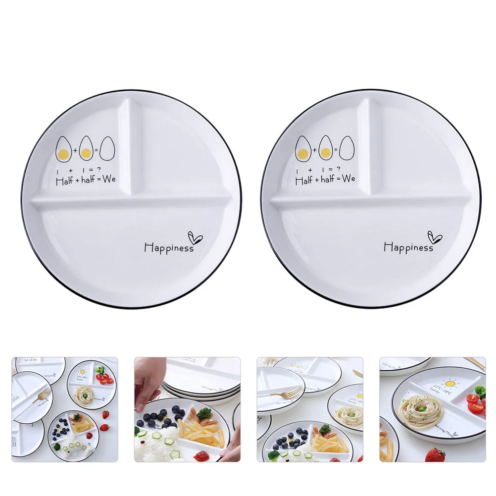 

Plate Divided Plates Dinner Ceramic Porcelain Dish Round Foodcompartment Dessert Diet Tray Salad Kids Portion Serving Platter