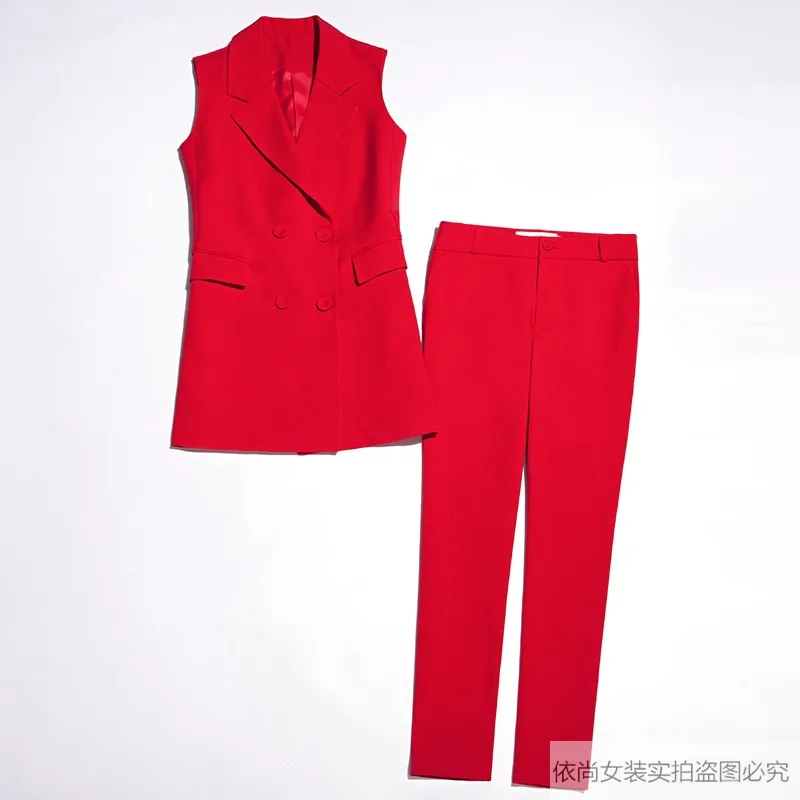 Жилет женский с воротником и брюками комплект из 2 предметов |