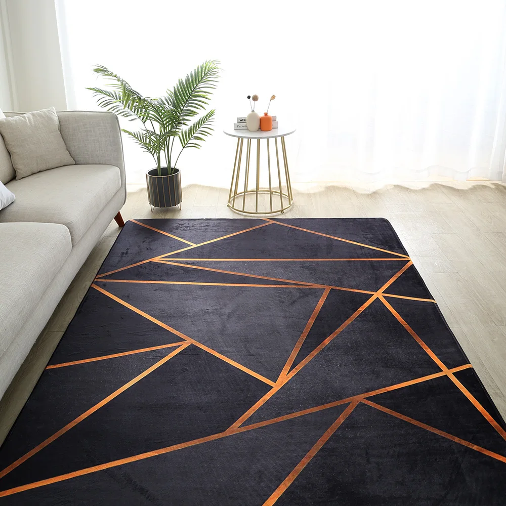 

Geometric Carpet for Living Room Velvet Rug Kids Bedroom Bedside Rugs Soft Square Fluffy Carpets Home Sofa Table Decor Mat
