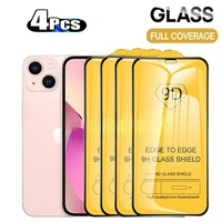 9d 4pcs tempered glass for iphone 11 12 13 pro max screen protector for iphone x xr xs max 7 8 6s plus se2020 full cover glass