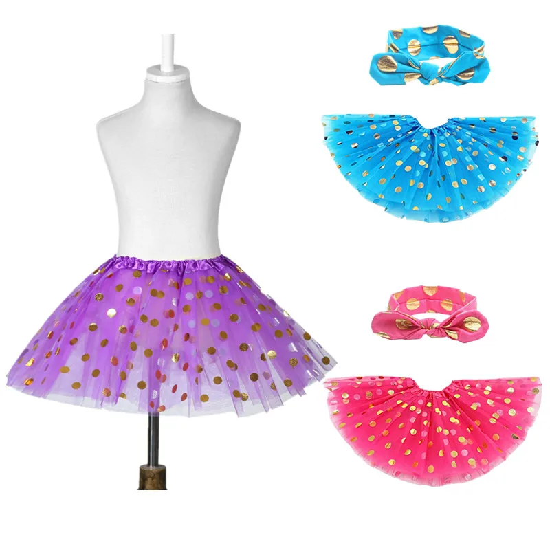 

5Colors New Girls Dot Tutu Pompous Skirt Children's Rabbit Ears Hair Accessories Suit Baby Clothing