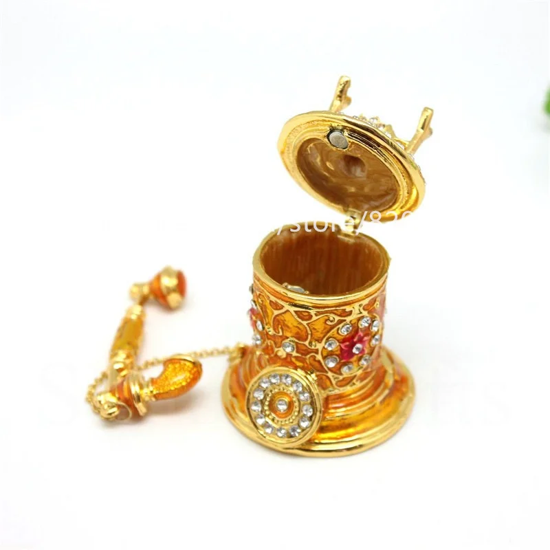 Telephone Bejeweled Collectible Trinket Jewelry Enamelled Box Christmas/Birthday Presents 1 pc