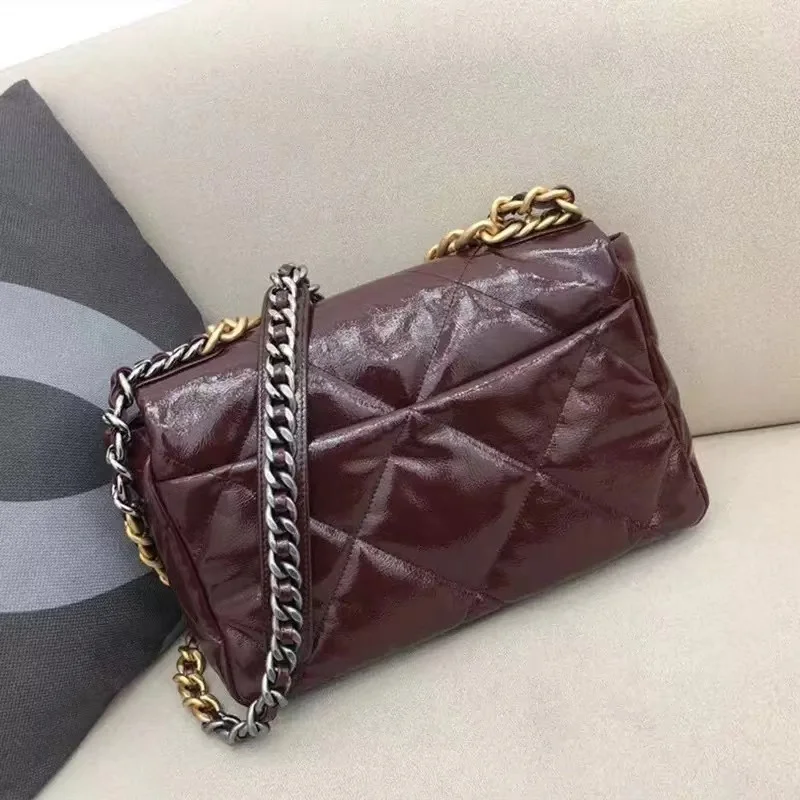 Lingge chain bag 2022 new fashion color contrast texture shoulder bag