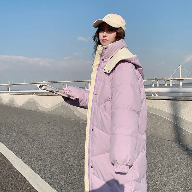 Loose Hooded Cotton Padded Windproof Parkas Elegant Warm Women Winter Coat Korean Long Sleeve Thicken Jacket Pullover S58