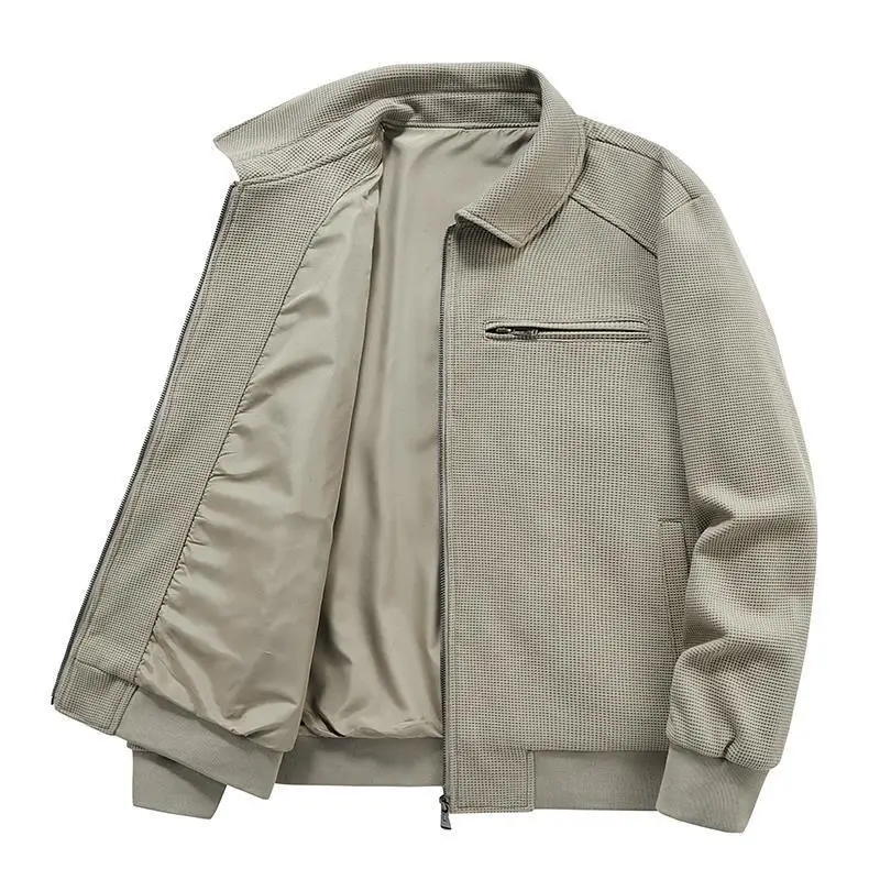 Waffle Men's Coat, Spring and Autumn Casual Coat, Business Casual, Loose and Versatile, Middle-aged and Youth Work Clothes,
