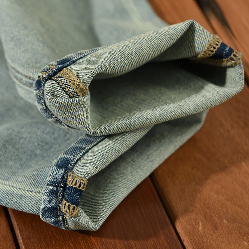 2023 Spring Summer New Casual Ripped Jeans for Men Clothing Soft Cotton Streetwear Loose Oversize Men Trousers A1015