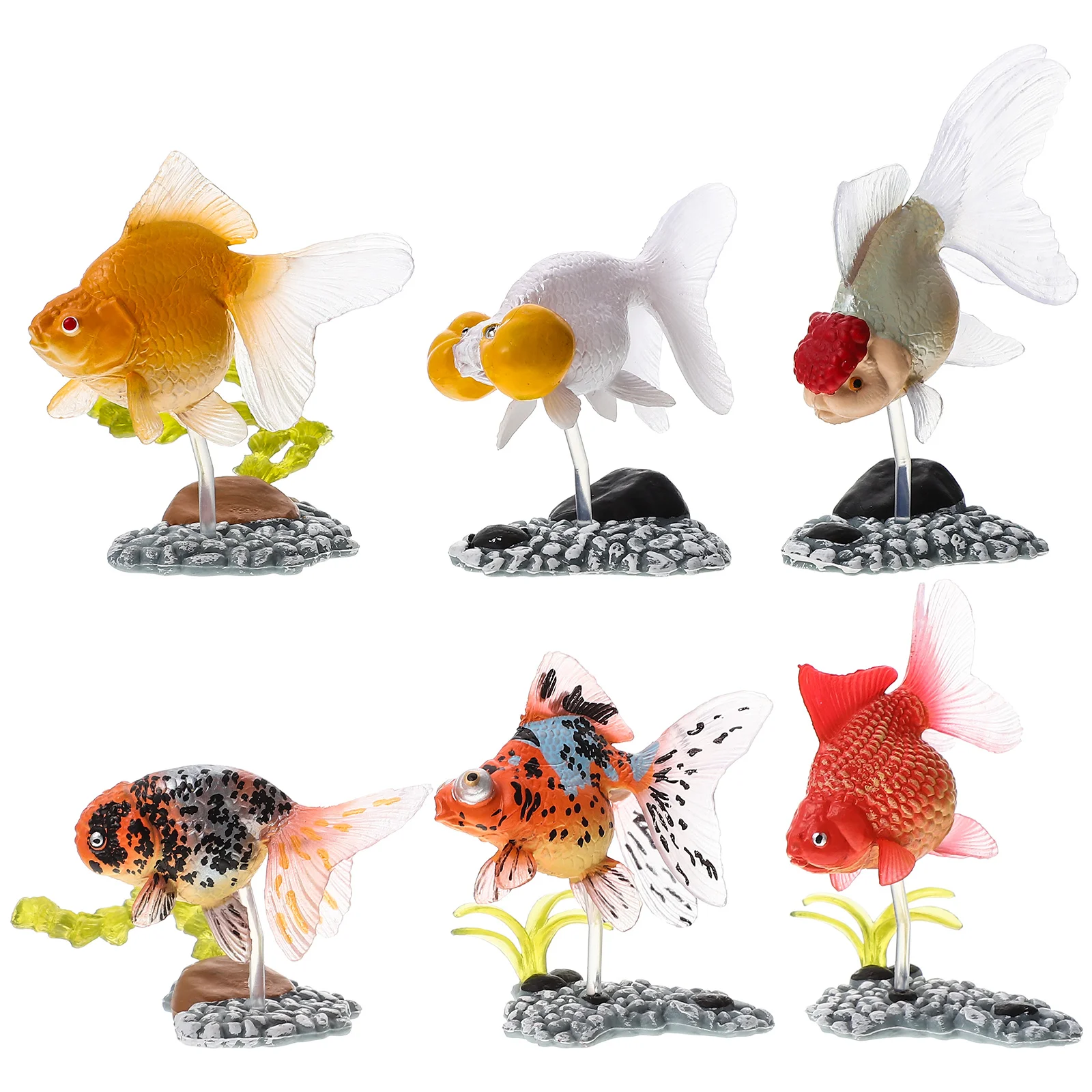 

6 Pcs Ornamental Fish Model Children Figure Mini Plushies Decorative Desktop Pvc Kids Supply Goldfish Decors Miniature Toys