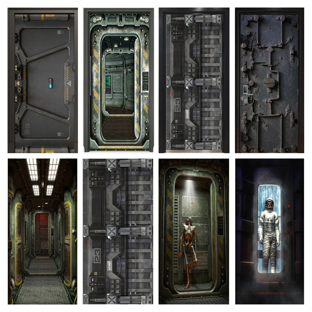 Обои-наклейки на двери ворот Space Technology персонализированные дверные наклейки