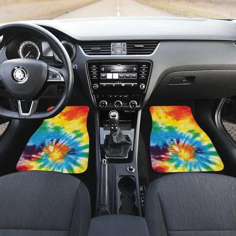 

Автомобильные коврики с рисунком Tie Dye, набор автомобильных напольных ковриков, коврики для автомобиля