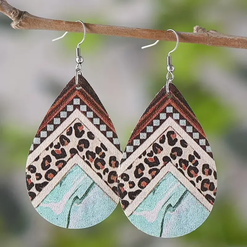 1 пара, серьги-капли из искусственной кожи в богемном стиле