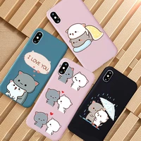 i love u couple lovely cute gray cat soft case for iphone 13 12 11 pro xs 6 7 8 plus xs max xr se20 silicone phone cover cases