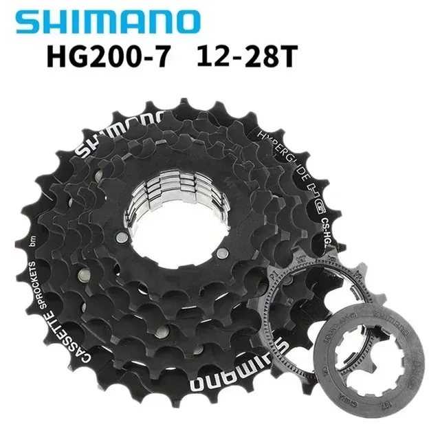 Фото SHIMANO HG41-7 и HG200-7 7-скоростная велосипедная кассета с черной отделкой, оптимальная для гирских велосипедов и поездок на работу. №1