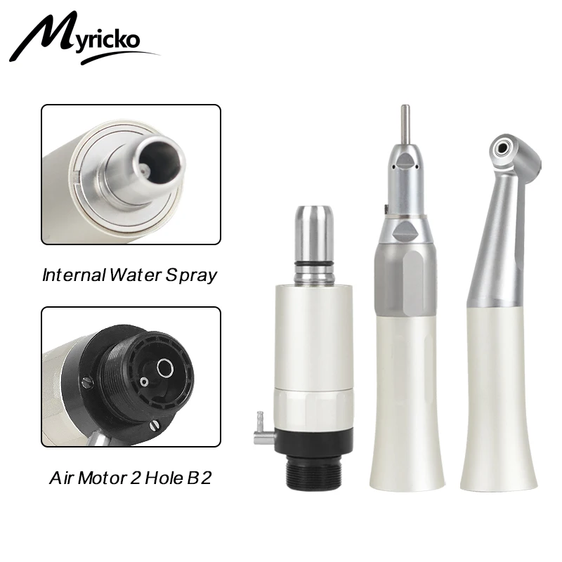 Myricko Dental Low Speed FX Type External Channel Push Button Contra Angle Straight  Handpiece 4 Hole Air Motor Factory Directly