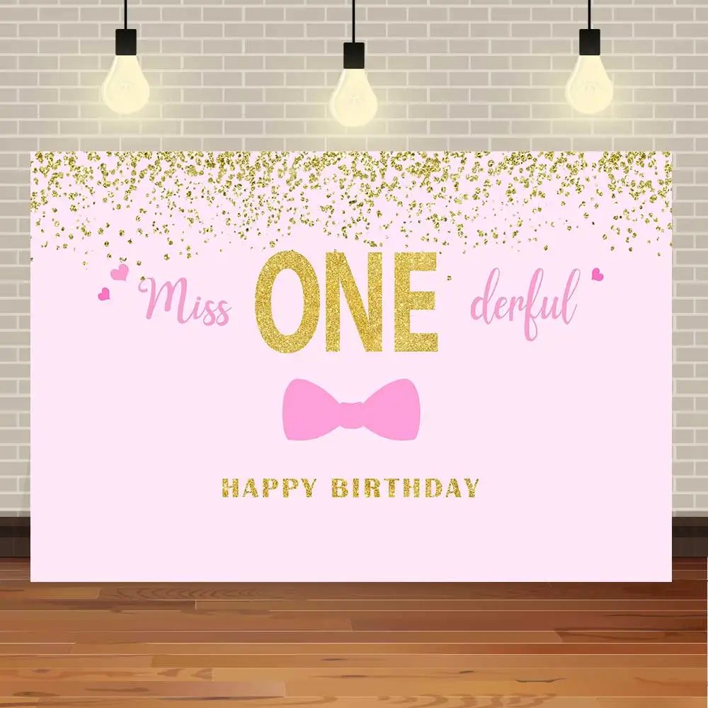 

NeoBack с первого дня рождения, розовая Золотая блестящая вечеринка для девочек, маленькая мисс Onederful, Полосатый баннер, Фотофон, фон для фотосъемки