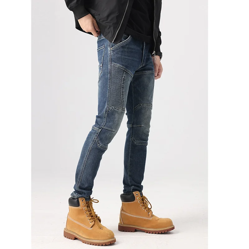 2022 Streetwear Men Autumn and Winter New Pattern Self-cultivation Elastic Force Blue Pencil Pants Recreational Jeans Female