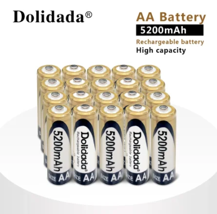

Dolidada – AA 5200 mAh rechargeable battery, NI-MH 1.2V AA, for watches, mice, computers, toys, 2 to 20 pieces