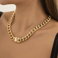 2022 new simple punk style thick gold metal clavicle necklace women sexy hip hop charm necklaces men fashion girls jewelry