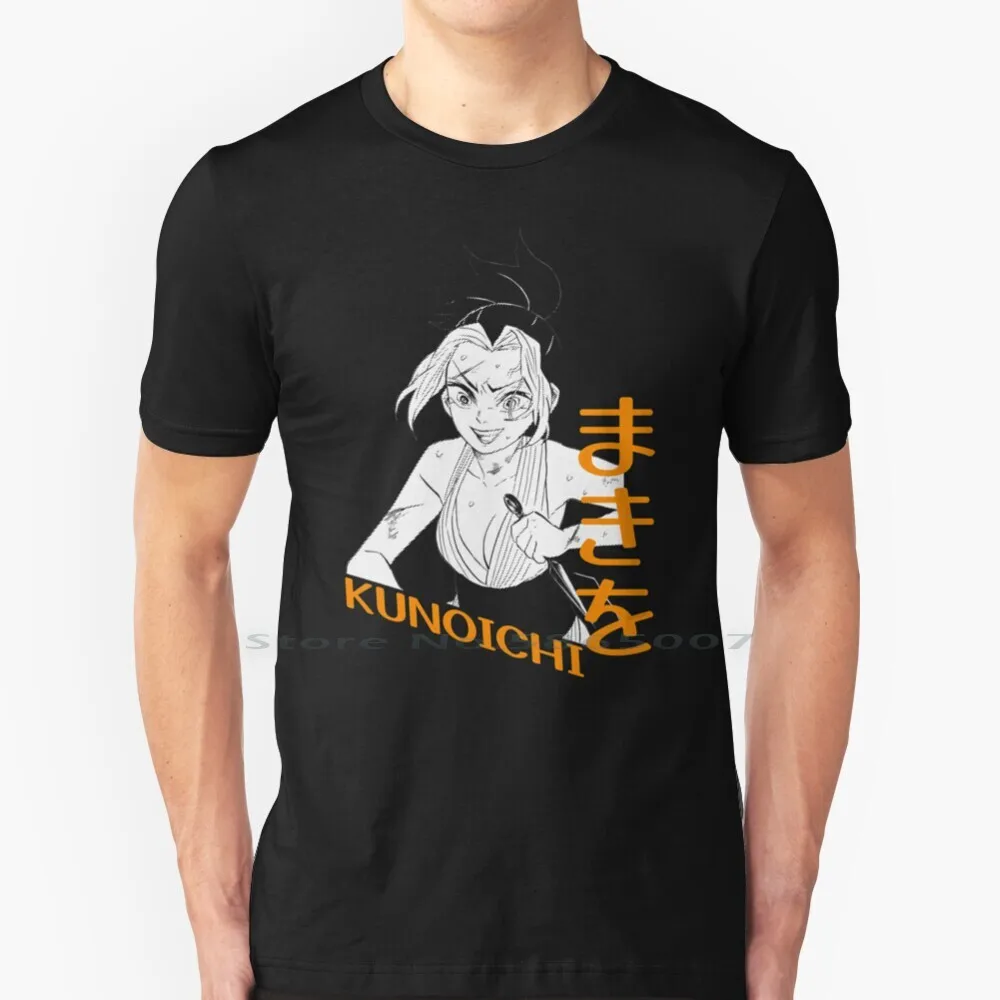 

[Fanart] демон Макио-Тенген удзи жена-полутоновая с большим японским текстом написала «Макио» (темный фон) футболка 100% Котто