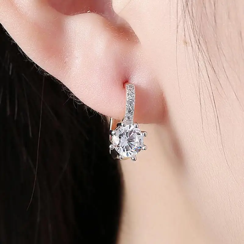 

Geometric Big Zircon Earrings High Quality Crystal Zircon Stud Earrings For Women Gold Plated Earing Exquisite Jewelry CF308