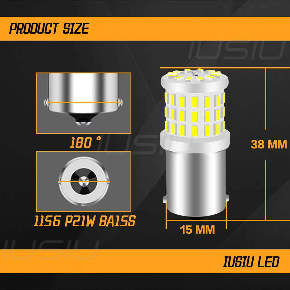 Фото Керамическая Светодиодная лампа IUSIU 1x 57SMD P21W 1157 BAU15S PY21W R5W R10W 1156 BA15S BAY15D P21/5W, стоп-сигнал заднего хода, Автомобильные фары №3