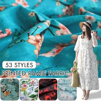 summer thin fashion pastoral style printed ramie small floral cotton linen fabrics for skirts dress clothing tablecloths sewing
