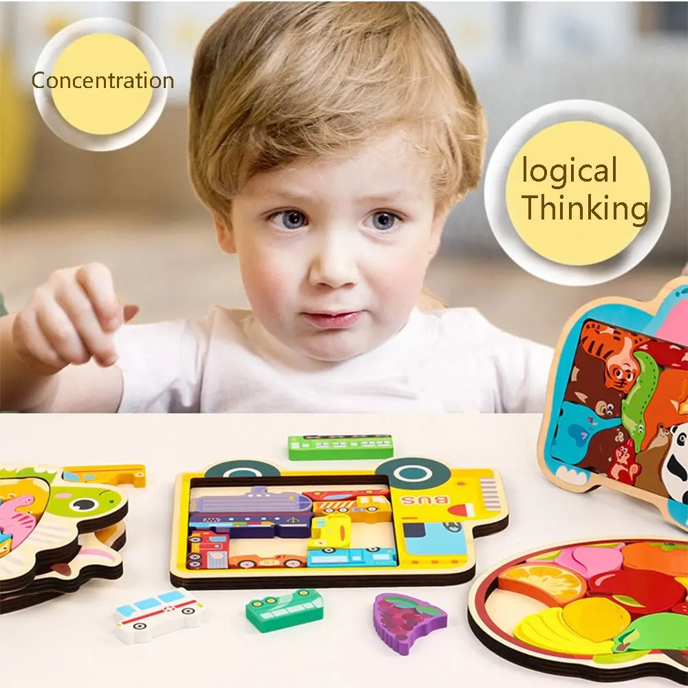 

Слон игрушка для раннего развития, рыба, фрукты, автомобиль, головоломка, игрушка, 3D головоломка, доска, интеллектуальная игра-головоломка