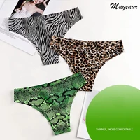europe and america ice silk traceless womens panties sexy leopard womens briefs sports low waisted seamless female panty