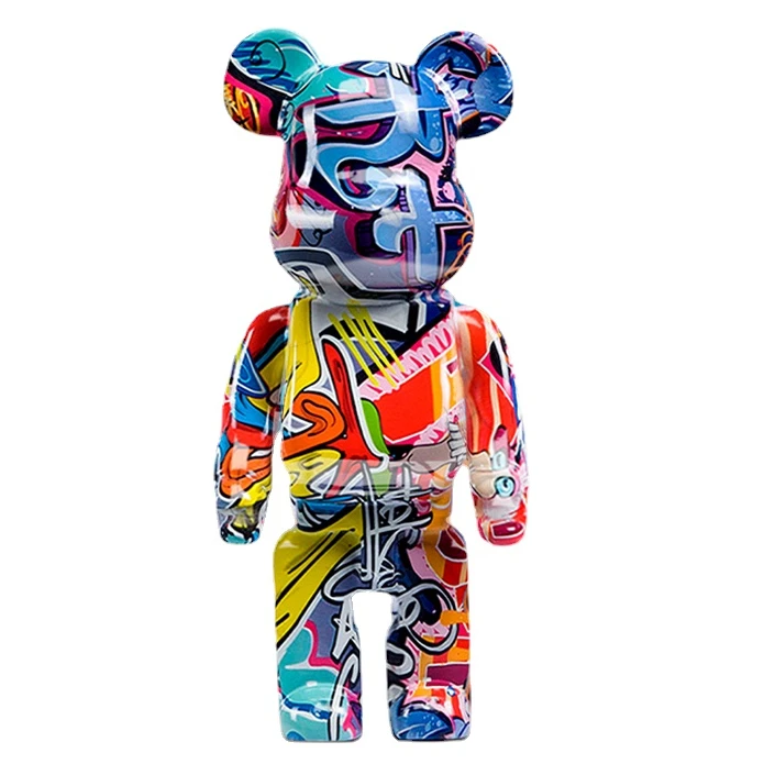 

Nordic Artistic Colorful Graffiti Bear Statues Sculptures Home Living Room Decor Figurines for Interior Desk Accessories Toy