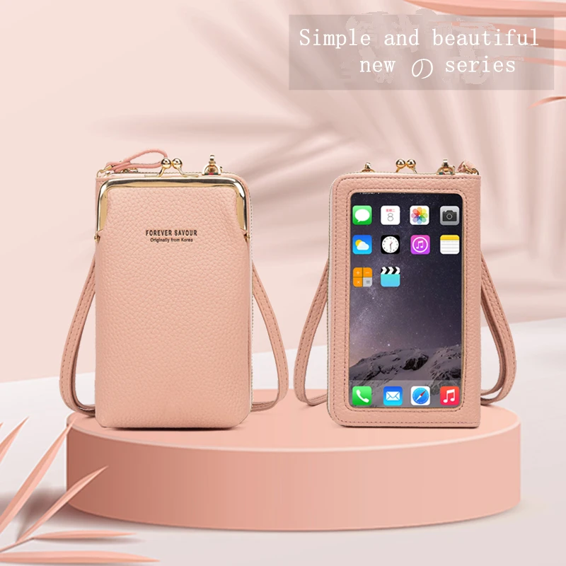 Wallets For Women New Touchable Mini Phone Oblique Spanbag PU Leather Material Zip Fastener Medium Length Carteras Para Mujer