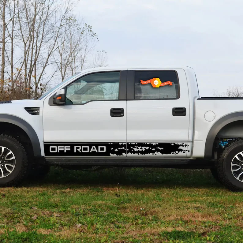 

2 Rocker Panel Off - Road Vinyl Auto Stripe Graphic Decal - Fits to Ford Raptor 2019 - 2020 -- 9989