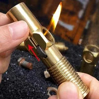 unusual cnc handmade original brass screw lighter retro retractable trench collection gift gasoline kerosene lighter 7918 mm