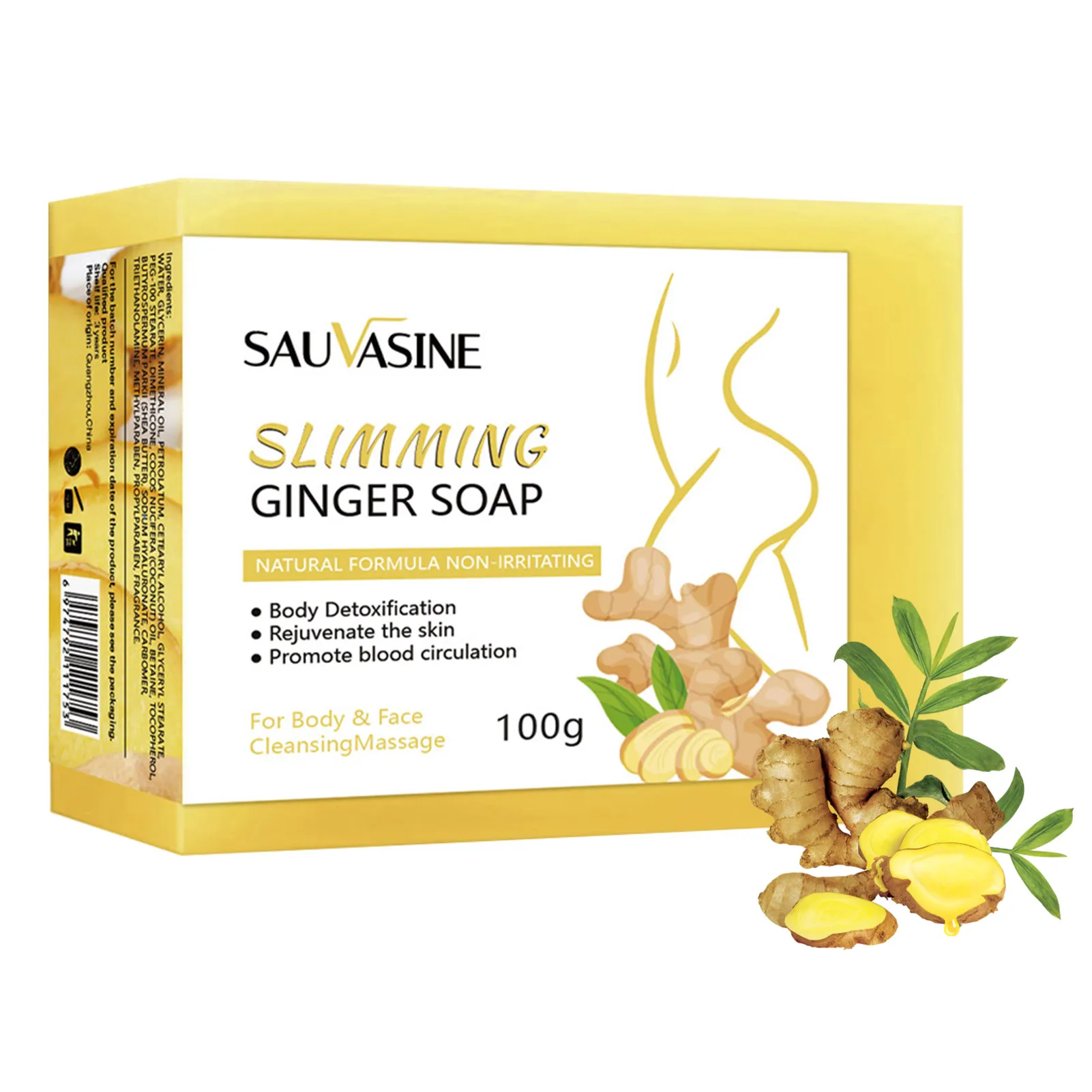 Organic Ginger Soap Massage Body Slimming Cleansing Ginger Soaps Herbal Slimming Massage Soaps Natural Organic Ginger Bar Soap