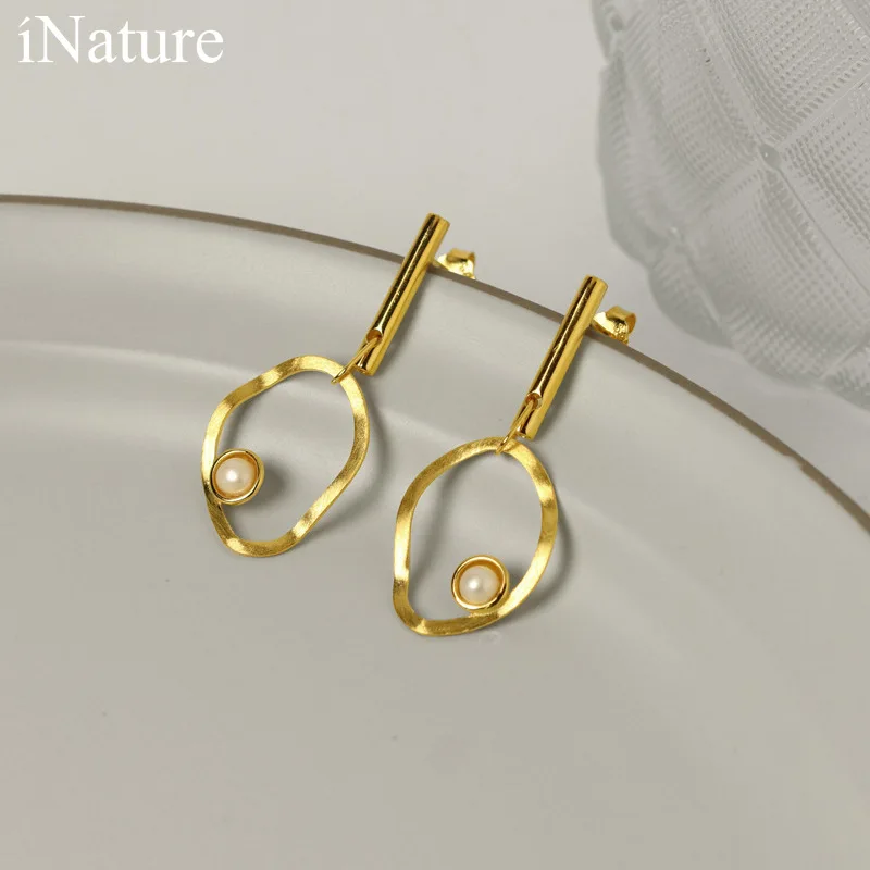 

INATURE 925 Sterling Silver Trendy Geometric Drop Earrings For Women Fashion Party Jewelry