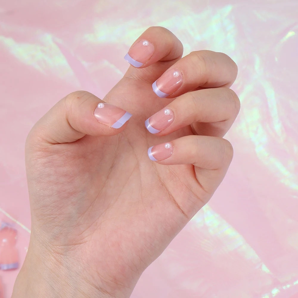 

24pcs/Box Detachable Artificial Full Cover Manicure Tool Wearable Nail Tips Round Head False Nails Fake Nails