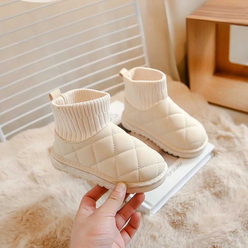 Детские зимние ботинки средней длины с водонепроницаемыми противоскользящими