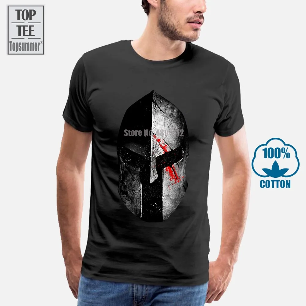 

Popular Greece Spartan Mask T Shirt Men Short Sleeve Soft Cotton Summer T-Shirt 3Xl