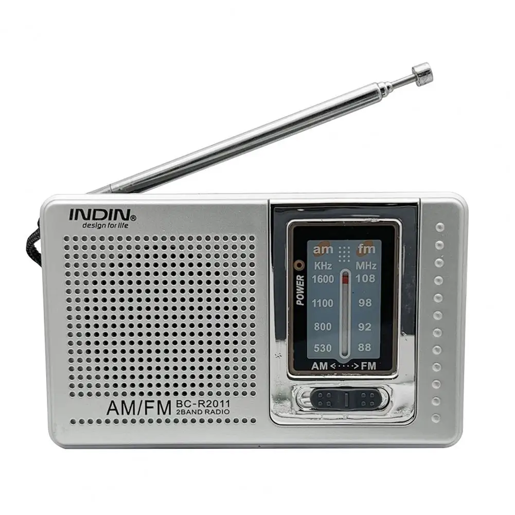 

BC-R2011 FM World Receiver Telescopic Antenna Great Reception Easy to Carry Mini Portable Pocket AM FM Radio for Entertainment