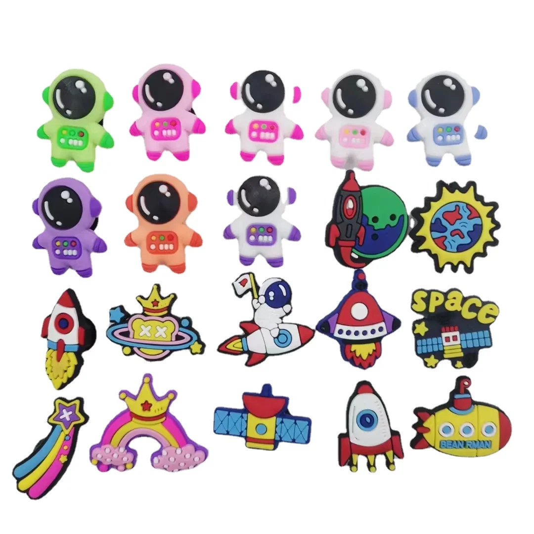 1-34Pcs Space Planet PVC Shoe Crocs Buckle Accessories DIY Cartoon Shoes Decoration For Kids Croc Charms Kids Party Gift